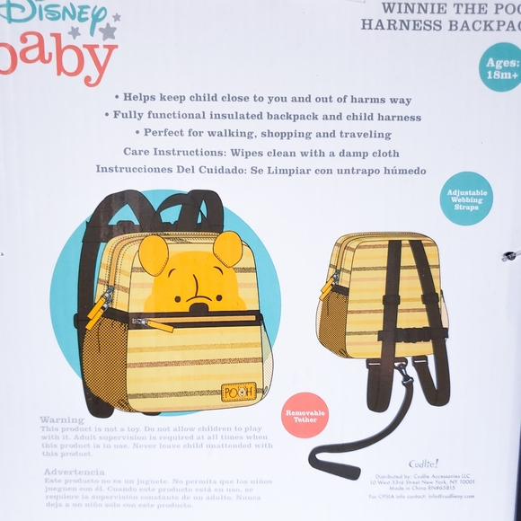 Disney Winnie the Pooh Harness Backpack Baby Toddler Kids Anti Lost Travel Bag - Picture 3 of 3